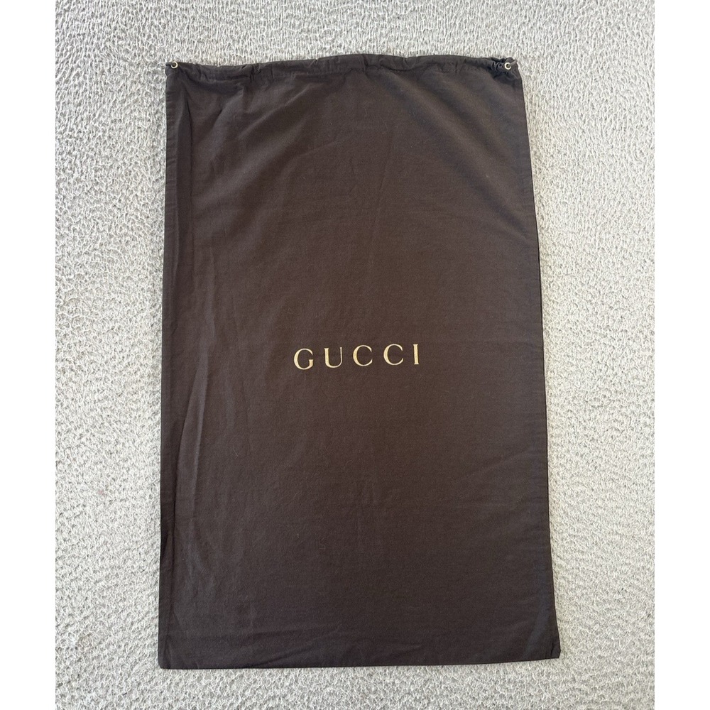Gucci Dust Bag 16x25 Brown Logo Cotton Twill Drawstring Storage